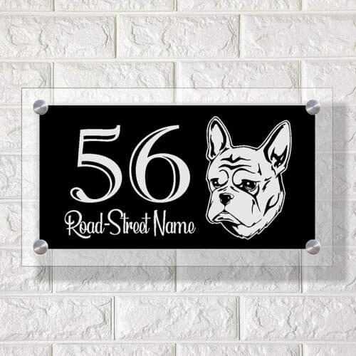 DIY House Number French Bulldog House Number Plaque Apartment number Modern Stand Off Door Address Sign. Door sign