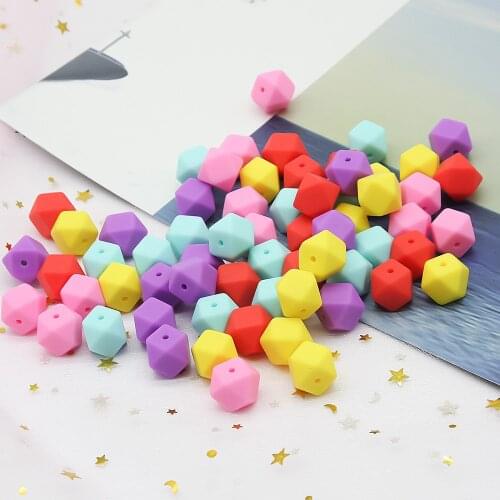Cute-Idea 20pcs 17mm silicone hexagon beads teether soft chewable handmade jewelry necklace bracelet chain teething baby product