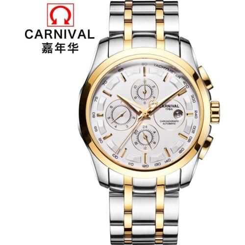 Carnival Men Automatic Watch Date Day Month Week 24hours Mechanical Watch Luxury Business Watch Gift Multifunction