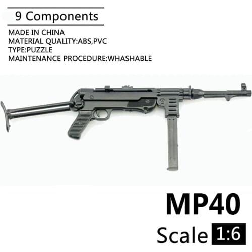 1:6 MP40 Submachine Gun World War II Plastic Assembled Firearm Puzzle Model For 12" Soldiers Military Weapons Building Blocks