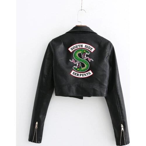 Riverdale Southside Serpents Short Leather Jacket Women Cropped Pu Coats