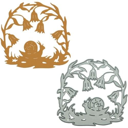 Cartoon Snail Under Bellflower Patern Metal Cutting Dies Scrapbooking For Handmade Photo Album Clipart Decorating