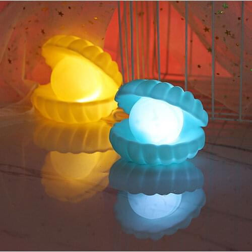 Shell Pearl Night Light Bedside Night Lamp Bedroom Decor Light Streamer Mermaid Fairy Shell Kids Baby Night Lights Holiday Gift