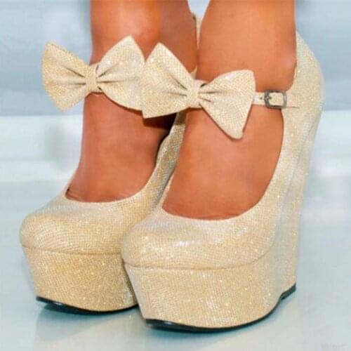 SHOFOO shoes.Beautiful womens shoes. About 14.5 cm wedge heel womens shoes. Thick soled shoes. Round toe pumps。 SIZE:34-45