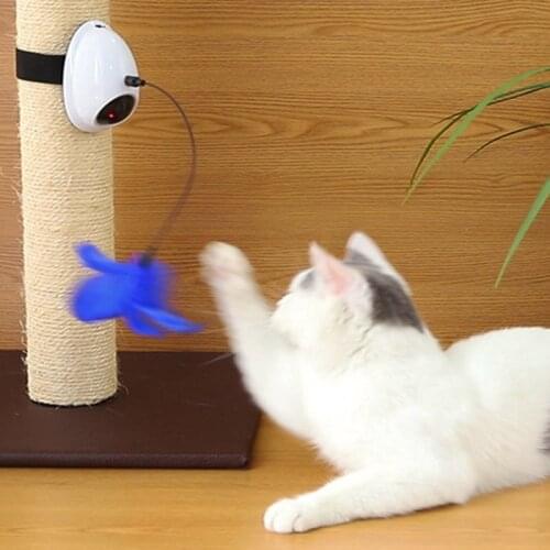 Unny Cat Toy Mouse Double Effect Electric Cat Toy Feather Rotating Laser Pet Toy Fun Exercise Kitten Cat Toy Pet Suppliers
