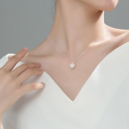 MIQIAO Dandelion Pendants Necklace Female 925 Sterling Silver Women Diamond Clavicle Chain Fashion Jewellery Choker Gift 2020