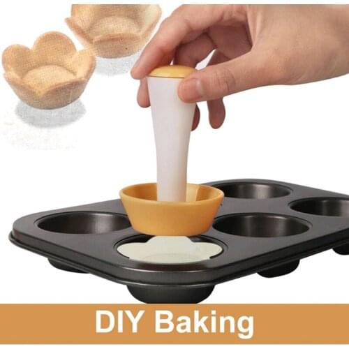 Plastic Pastry Tamper Tart Shell Molds Tart Cutter Flower/Round Dough Cookie Cutter Set Cupcake Muffin Mold