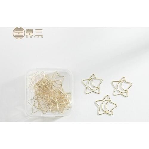 TUTU 25 PCS Cute moon star Modeling Bookmark Paper Clip School Office Supply Metal Plating Gold Paper Clip Gift Stationery H0375
