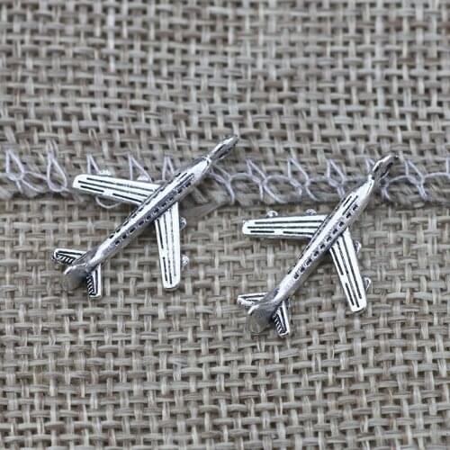 30 Pieces 15x23mm Antique Silver Color Aircraft Charms Equisite Bracelets Handmade Jewelry