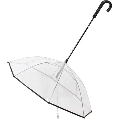 Transparent Pet Umbrella Dog Rain Gear with Dogs Puppy Leads Keeps Pets Dry Comfortable in Rains Umbrellas Cat Raincoat Supply