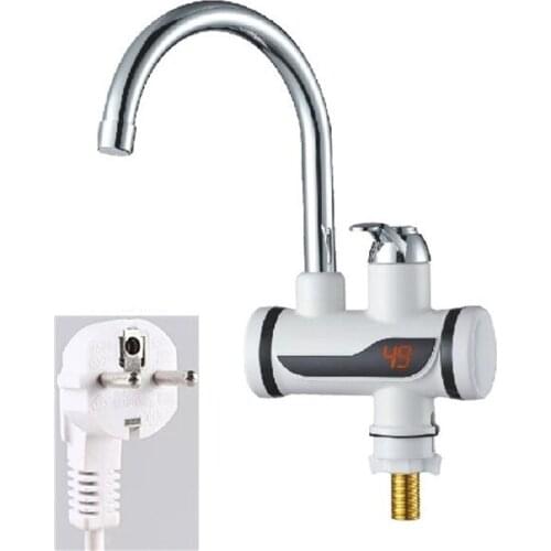 RX-00U,Electric Hot Water Heater Faucet Instant Tankless Kitchen Instant Heating Tap Water Heater with LED EU Plug Cold Heating