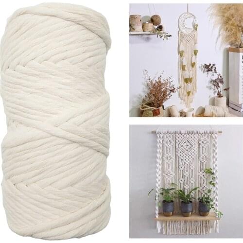 Macrame Cord 6mm X 109 Ft, Soft Unstained Cotton Rope for Plant Hanger Wall