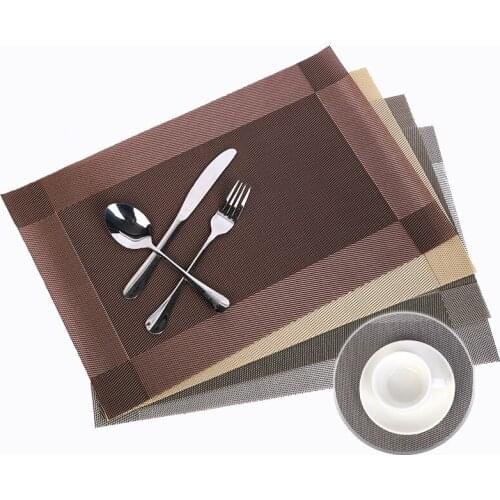 Home Decoration Vinyl Table Placemats PVC Stain Heat Resistant Rectangle Plate Coaster Pad Washable Stylish Table Mats 30x45cm
