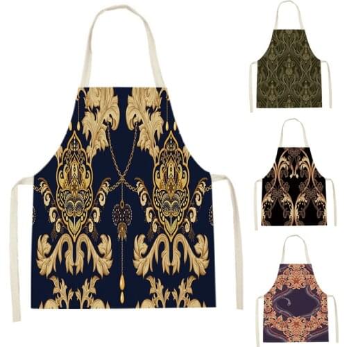 Vintage Flower Kitchen Aprons for Women Annual Ring Bib Household Cleaning Pinafore Home Cooking Apron 68-55cm 47-38cm Pinafores