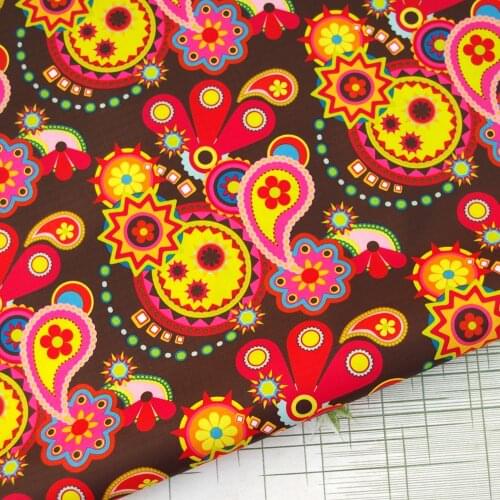 PVC coated waterproof fabric - Flora on brown (wf325)