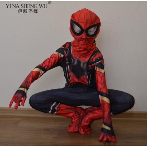 High Quality Spider Boy Pantyhose Anime Cosplay Halloween Costumes 3D Kids Heroes Siamese Cosplay Clothing Bodysuit for Children