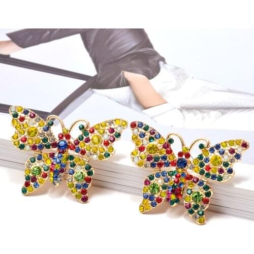 High-Quality Colorful Rhinestone Pearl Butterfly-Shaped Drop Earrings Wholesale Fashion Pendientes Jewelry Accessories For Women