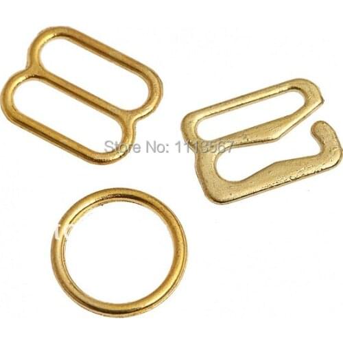 200set/lot Gold Plated Lingerie Hardware Sewing Clips Clasp Hooks Bra Strap 10mm WB23