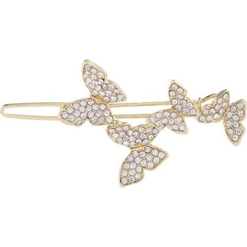 1pc Fashion Butterfly Decor Hair Pin Rhinestone Hair Barrette Bridal Hair Clip For Women Girls Hair Accessories Party Dress Up