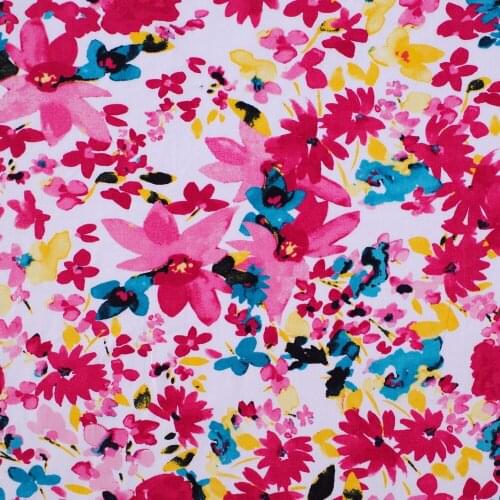 1 yard Cotton Woven Fabric - Color Flowers (width=140cm)