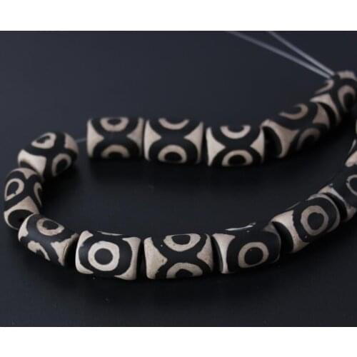 2Strands/Lot,15x20mm Natural Tibetan Onxy Vintag Eye Dzi Tube Cylinder Spacer Beads Wholesale,Bracelet Necklace Jewelry Making