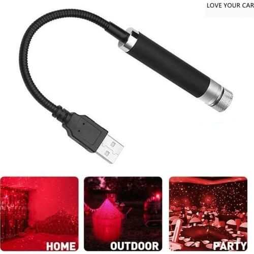 4 In 1 USB Car Atmosphere Light Starry Projector LED Interior Ambient Home Vehicle USB Star Lights Pattern Lens