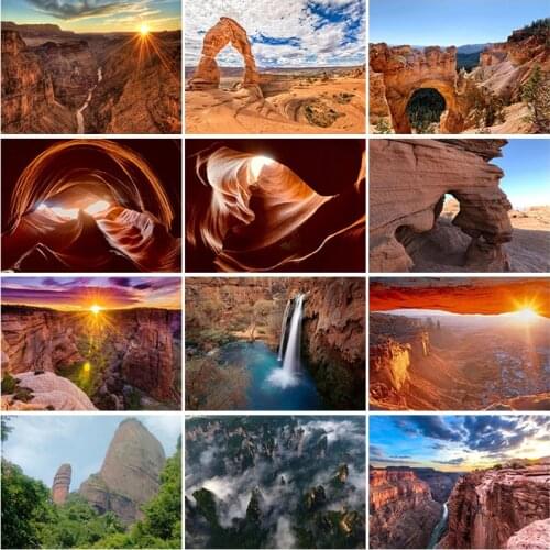 DIY 5D Diamond Painting Full Round Square Resin Mosaic Diamond Embroidery Cross Stitch Kits Wall Art Decor Famous Valley Scenic