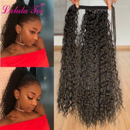 Black Magic Afro Curly Ponytail Wig Hair For Women Wrap Around Drawstring Ponytail Clip In Hair Extension