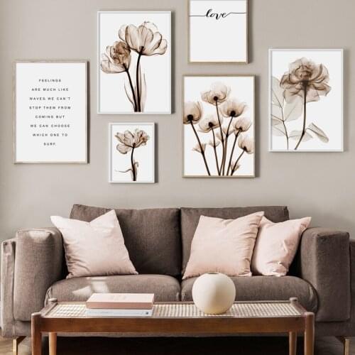 Flower Plant Quotes Wall Art Canvas Painting Minimalist Abstract Nordic Posters And Prints Decoration Pictures For Living Room