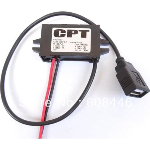DC 12V to 5V 3A 15W Step down Converter Regulator female usb for car DC/DC Buck Waterproof
