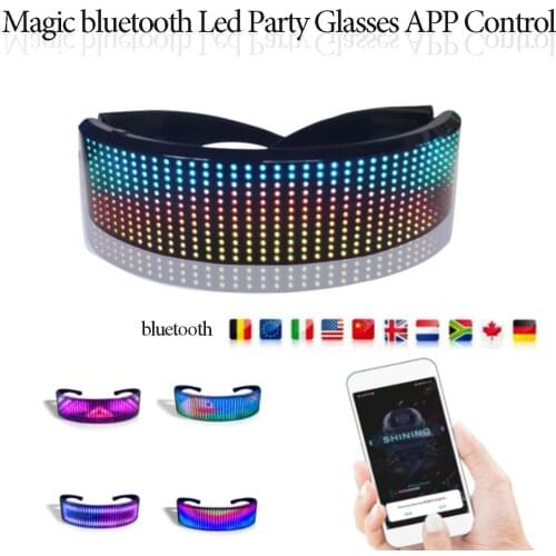 DIY Magic bluetooth Led Party Glasses USB Charge Shield Luminous Glasses APP Control Quick Flash Full Color Led Shining Glasses