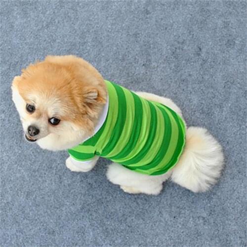Pet T-shirt Elastic Breathable Cotton Dog Lapel Striped Shirt breathable protection comfortable Summer