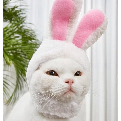 Pet Dog Cat Cap Costume Warm Rabbit Hat New Year Party Christmas Cosplay Accessories Photo Props Headwear Halloween Dog Costume