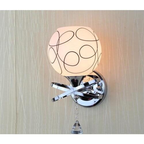 Chinese modern LED lamp creative simple headboard lamp round glass living room lamp led wall lighting fixture led crystal lamps