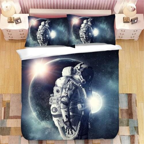 3D Moon Space Astronaut Print Bedding Set Duvet Covers Pillowcases NEW Comforter Bedding Sets Bedclothes Bed Linen