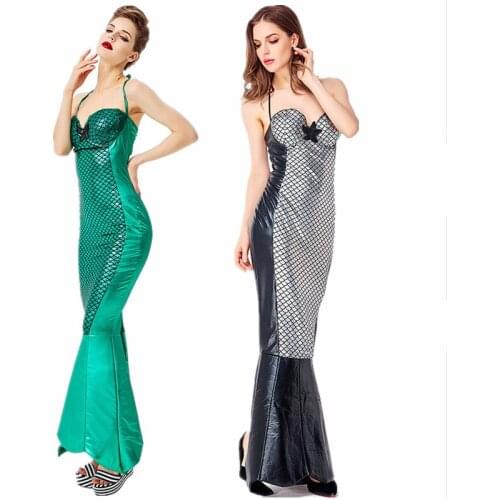 Halloween carnival party marine princess two-color mermaid costume bronzing strap sexy tight skirt stage performance costume
