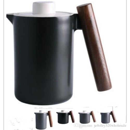 Retro Simple Wooden Handle Mug Ceramic Mug Petty Bourgeoisie Coffee Mug leisure Office Water Cup Gift Box