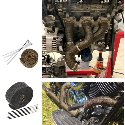 LEEPEE Thermal Protection 5cm*5M 10M 15M Exhaust Tape Motorcycle Exhaust Heat Wrap Fiberglass Heat Shield Tape for Motorcycle