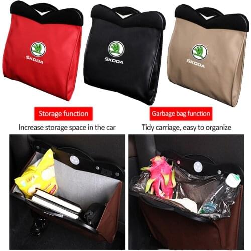 Car Seat Back Garbage Bag Auto Storage Sack Decoration For Skoda Fabia 2 Rapid Kodiaq Superb Kamiq Yeti Karoq Octavia A7 Tour RS