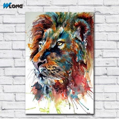 Fashion Printing Oil Painting Ink Art Lion Head Wall Art Canvas Print Pictures For Living Room And Bedroom Unframed