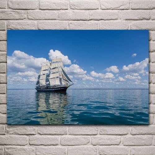 Sea sail ship clouds nature landscape KA975 living room home modern art decor wood frame poster