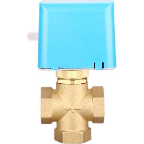 3/4" Motorized Electric Brass Globe Valves 2 Wire AC220V Three Way Stop Shut-off Valve