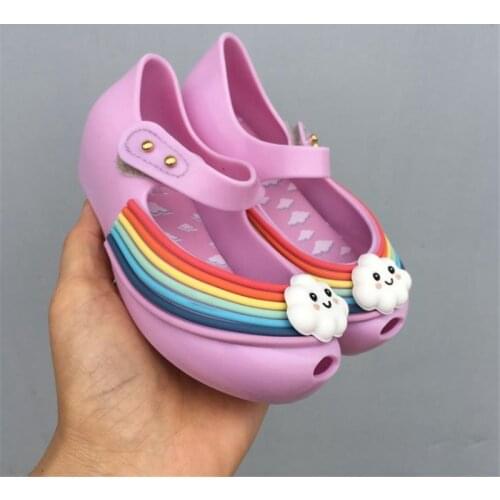 New Disney2021 Melissa shoes mini Melissa rainbow jelly shoes baby sandals single shoes rainbow of the girls