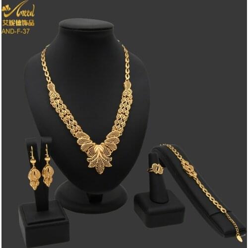 New Nigeria Jewelry Sets 24K Gold Plated Filled Wedding Necklace And Earings Bridal Jewelleri Ethiopia Nigerian Set For Women