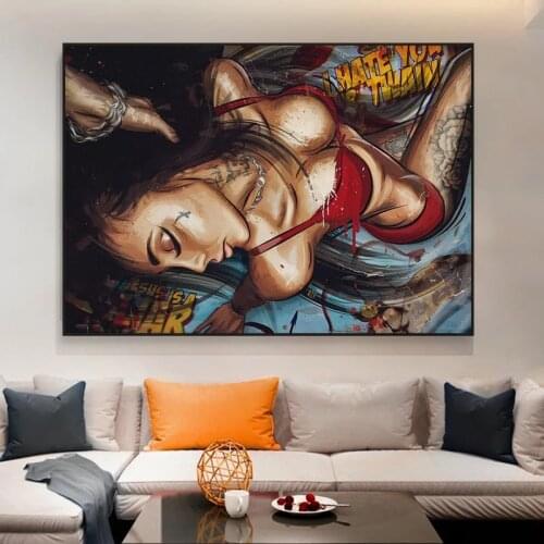 Sexy Girl Wall Poster Tattoos Women Canvas Painting Street Art Prints Cool Girls Pictures For Living Room Home Decor Mural