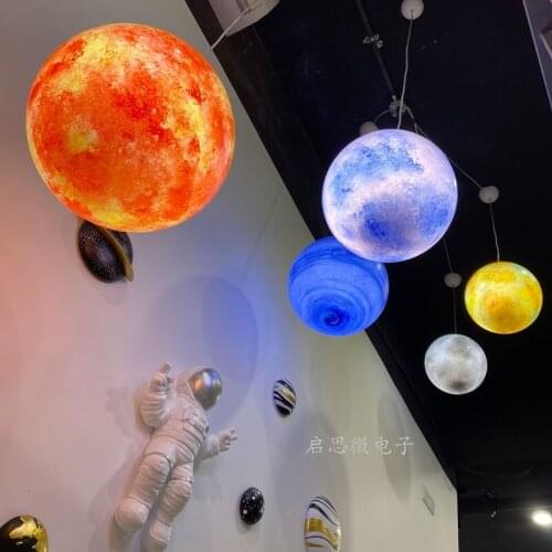 Planet Pendant Lights Sun Earth Moon Novelty Creative Atmosphere Light Hanging Lamp Bedroom Home Decoration Hallway Luminaire