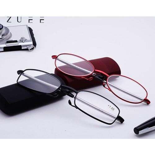 Hot Fashion MINI Design Reading Glasses Men Women Folding Small Glasses Frame Black Metal Glasses With Original Box Portable