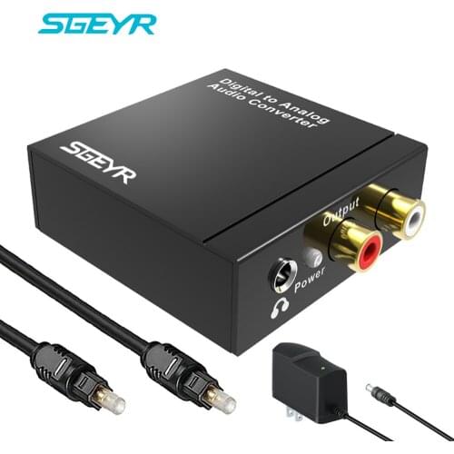 SGEYR DAC Audio Converter Digital to Analog Optical Toslink Coax to 3.5mm RCA R/L Adapter with 3.5mm Jack Out