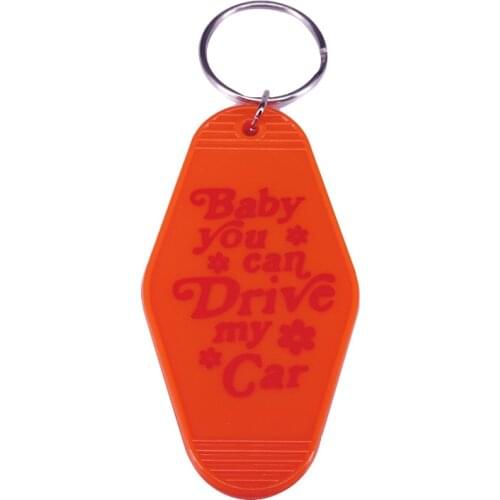Baby You Can Drive My Car Unique Orange Key Tag 70s Retro