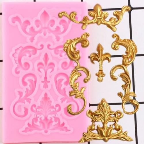 Baroque Relief Cake Border Silicone Mold Fondant DIY Cake Decorating Tools Candy Polymer Clay Mould Chocolate Gumpaste Moulds